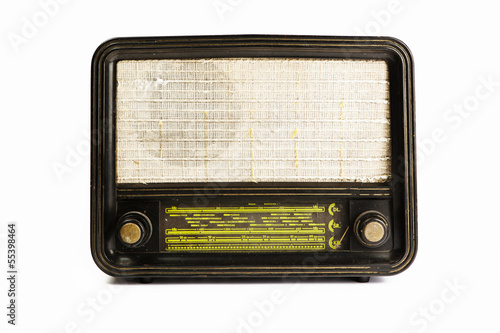 Antique radio tube isolated on white background