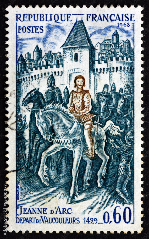 Postage stamp France 1974 Joan of Arc Leaving Vaucouleurs