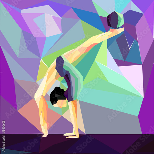 girl gymnast does exercises with the ball
