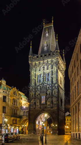 Powder Tower, a Gothic tower in Prague, Czech Republic