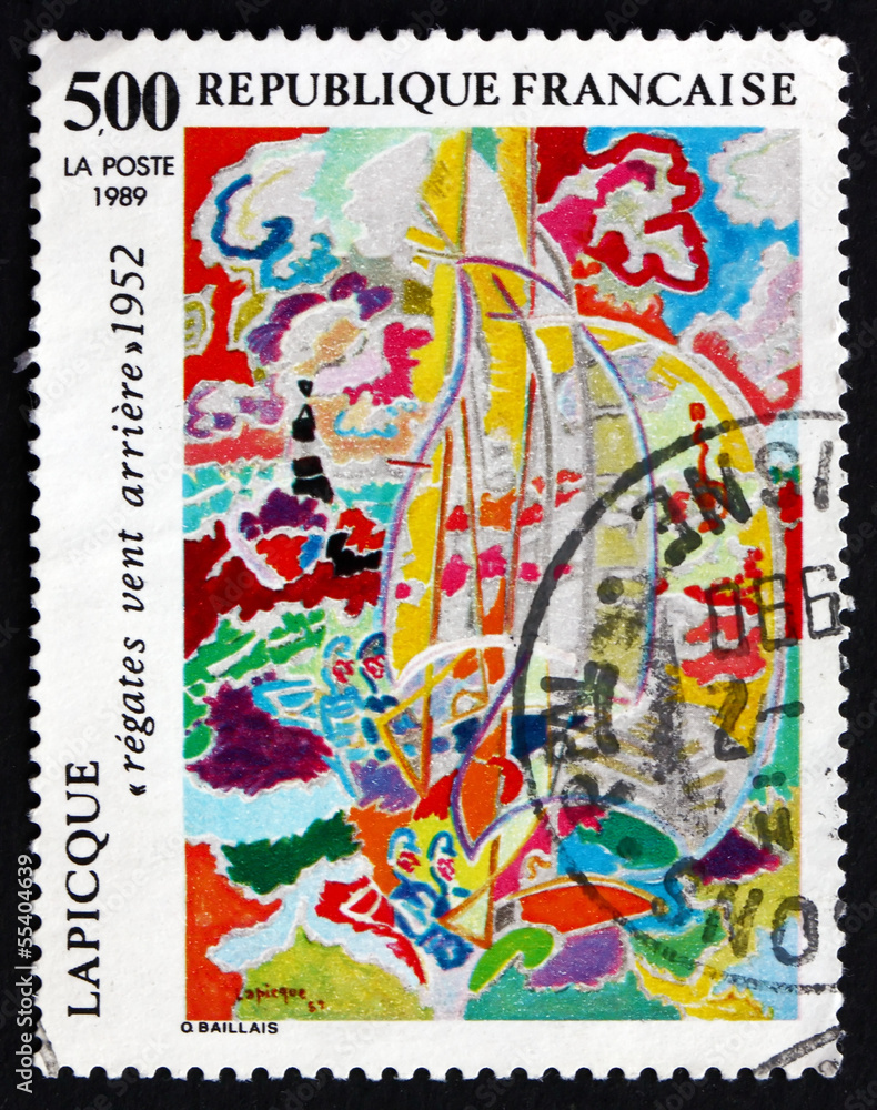 Postage stamp France 1989 Regatta, Painting by Charles Lapicque