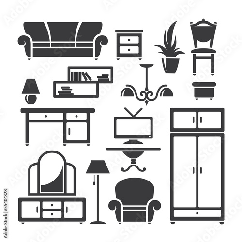 Home furniture icon set