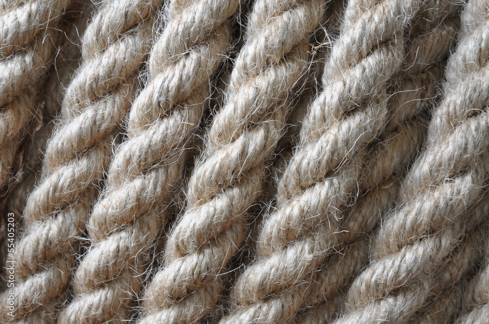 Strong twisted hemp rope as background