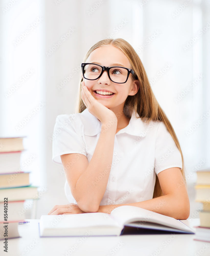 student girl studying at school