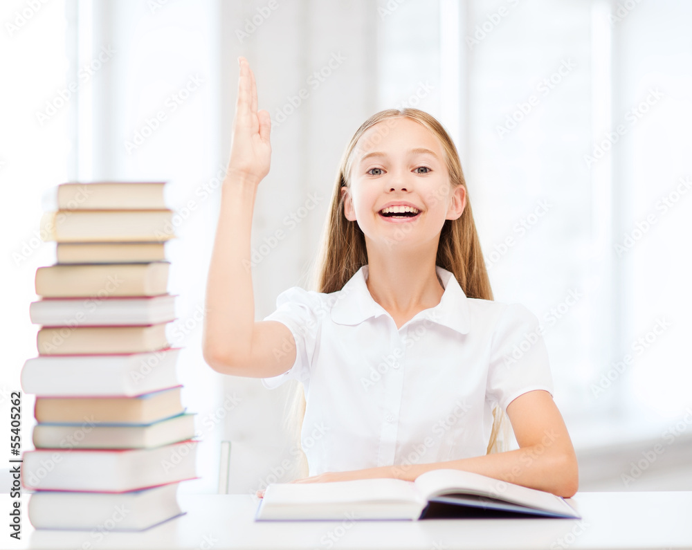 student girl studying at school