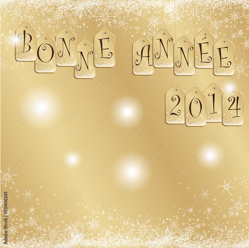 carte de voeux dorée bonne année 2014