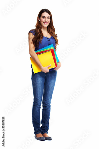 Standing student woman.