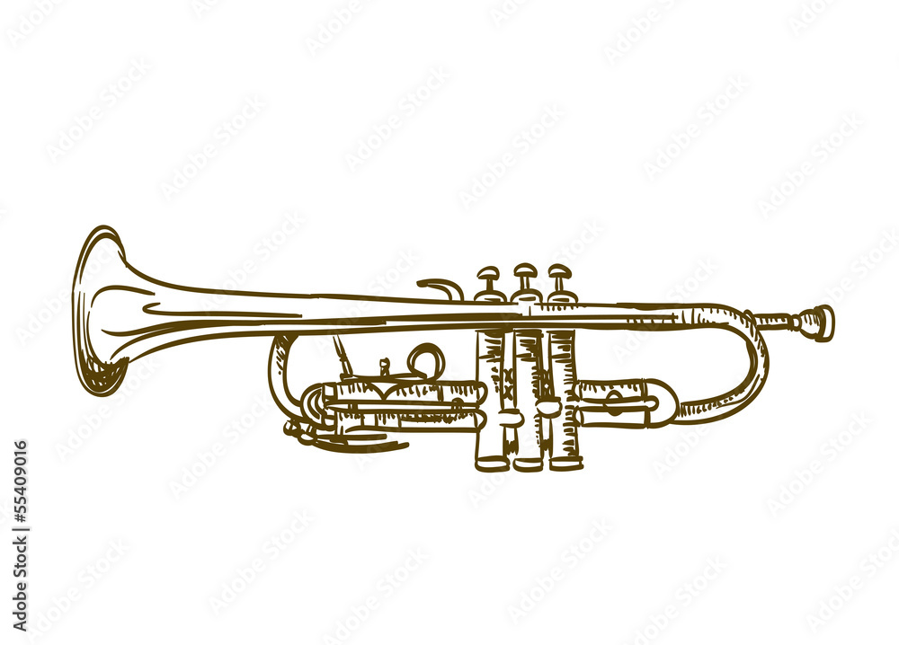 Obraz premium hand drawn trumpet on white