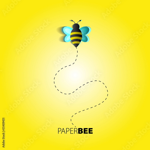 Paper bee - vector card and poster