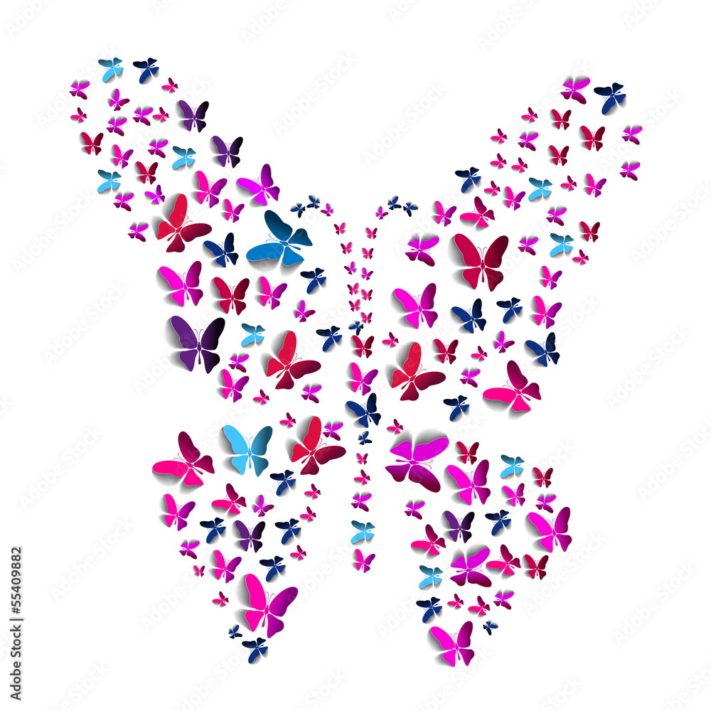 Greeting card with paper butterflies - vector