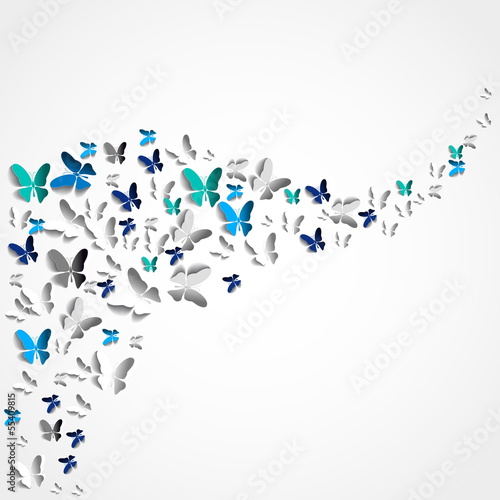 Fototapeta Naklejka Na Ścianę i Meble -  Greeting card with paper butterflies