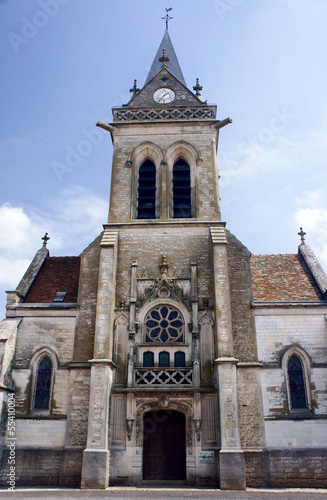 Portal and door to the medieval church, Champagne, France.