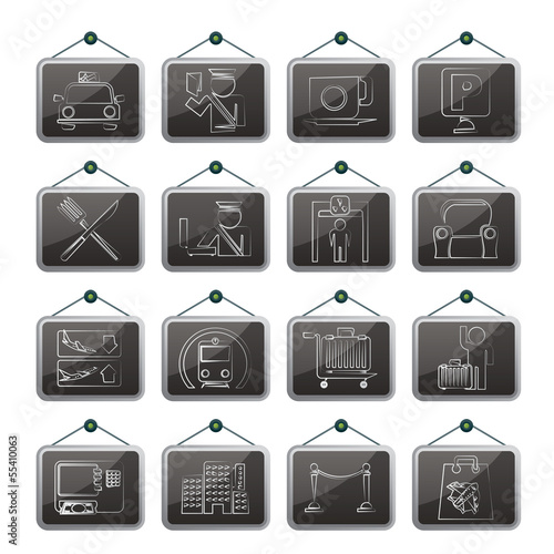 Airport, travel and transportation icons -  vector icon set 1