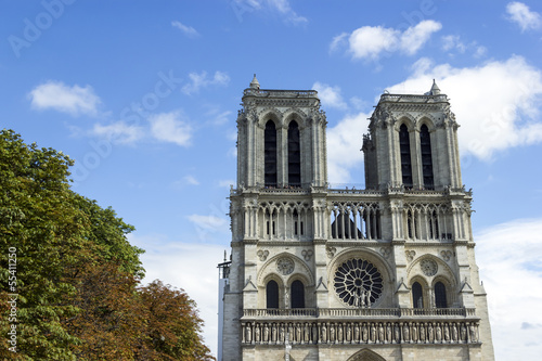 Notre Dame de Paris cathedral at late summer