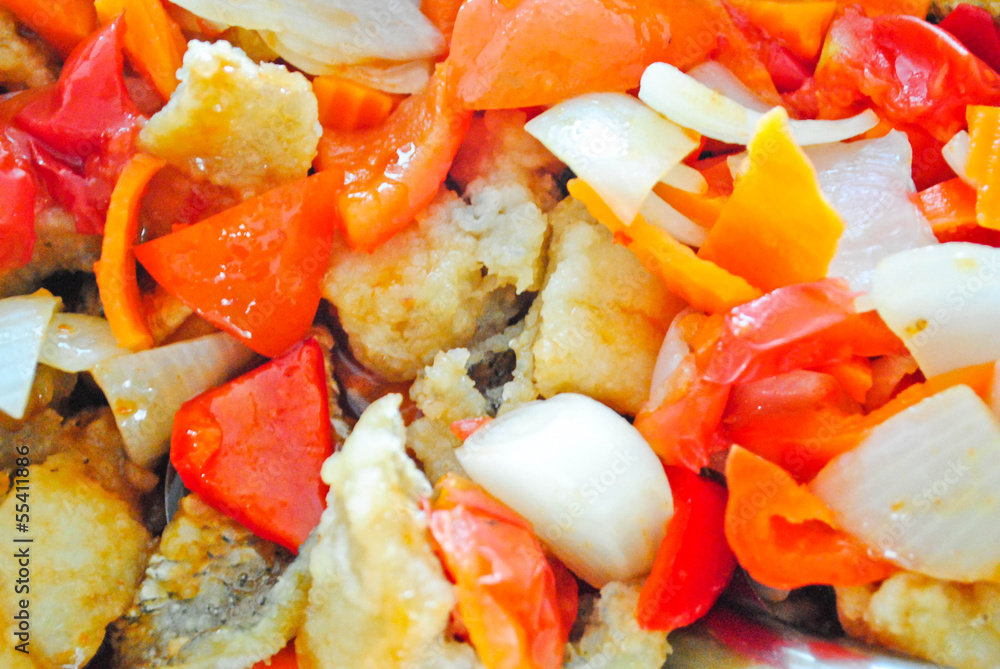 fish and sweet pepper fried fish and sweet pepper fried