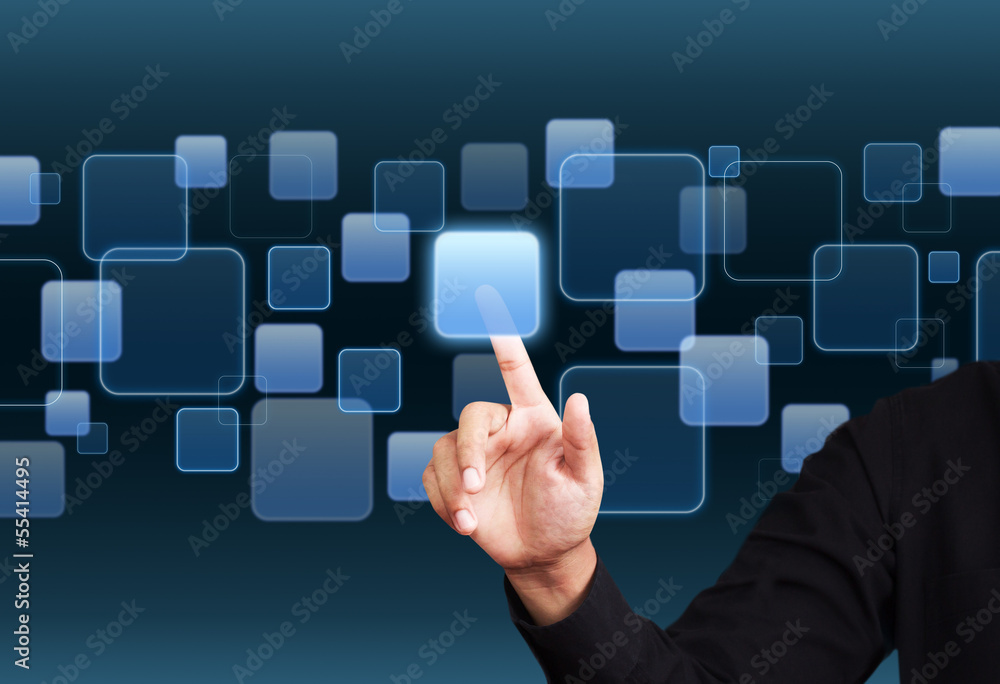 Businessman hand working with digital virtaul screen