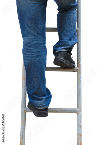 man climbing ladder,Isolated