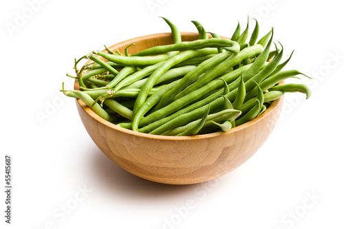 Obraz na plátně fresh green beans in wooden bowl