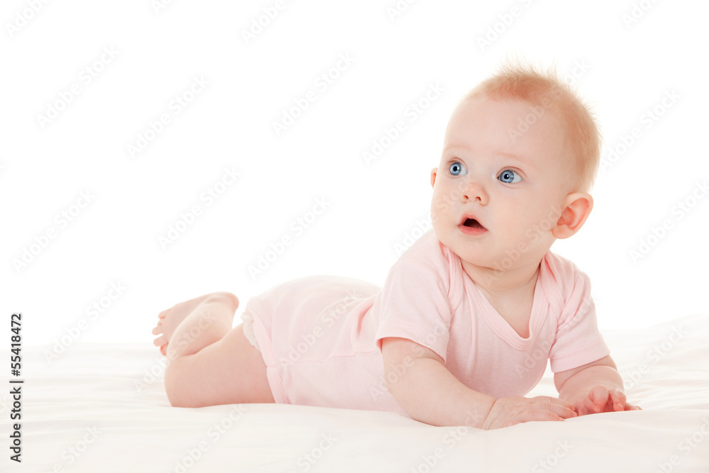 Cute baby with beautiful blue eyes on the white background Cute baby with beautiful blue eyes on the white background