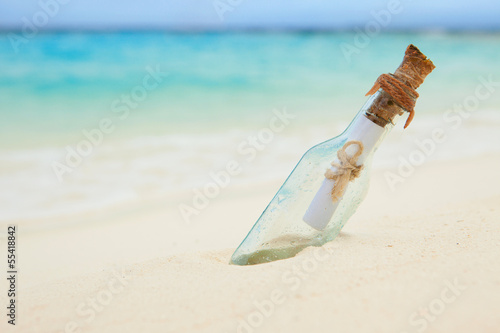 A letter in a bottle on the beach
