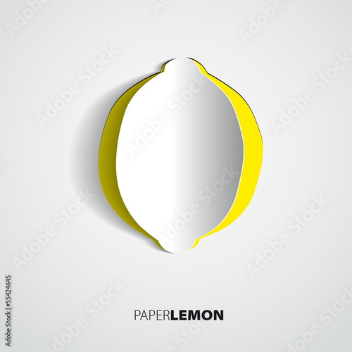 Greeting card with paper lemon sticker - vector 