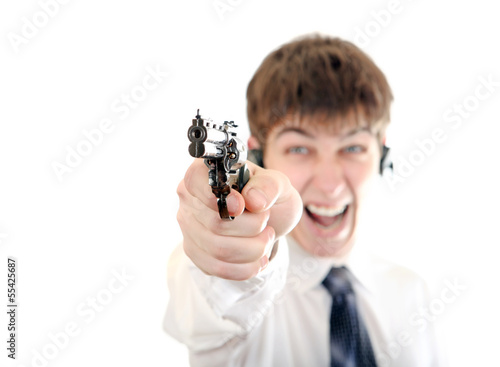 Bild auf Leinwand Teenager with a Pistol