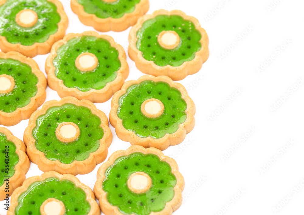 Background of biscuit with kiwi jam.