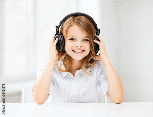 Wallpaper Mural little girl with headphones at home Torontodigital.ca
