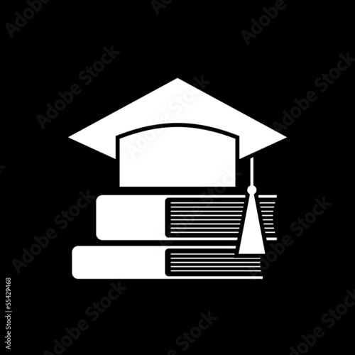 Mortar Board or Graduation Cap and books. Education symbol © nikolae