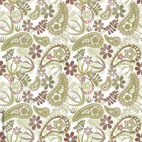 Seamless floral pattern with decorative elements