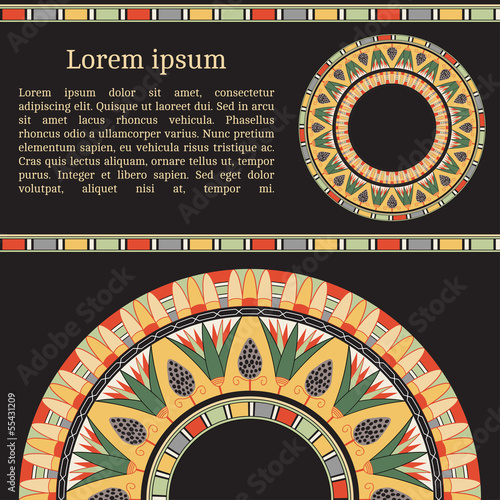 Invitation card with egyptian national pattern, vector