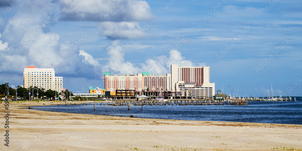Fototapeta premium Biloxi, Mississippi, casinos and buildings along Gulf Coast