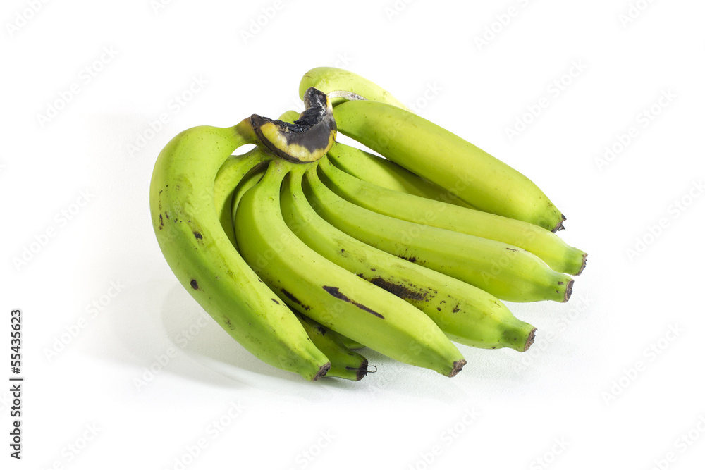 Banana green in white background