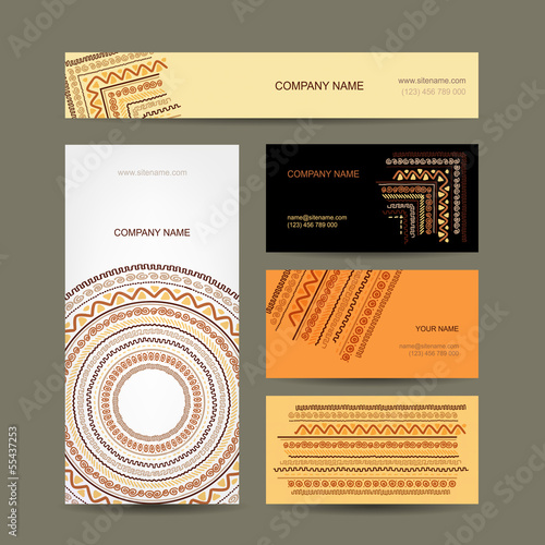 Business cards collection, ethnic ornament for your design