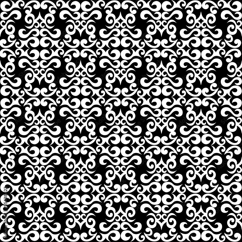 fantasy black and white seamless pattern