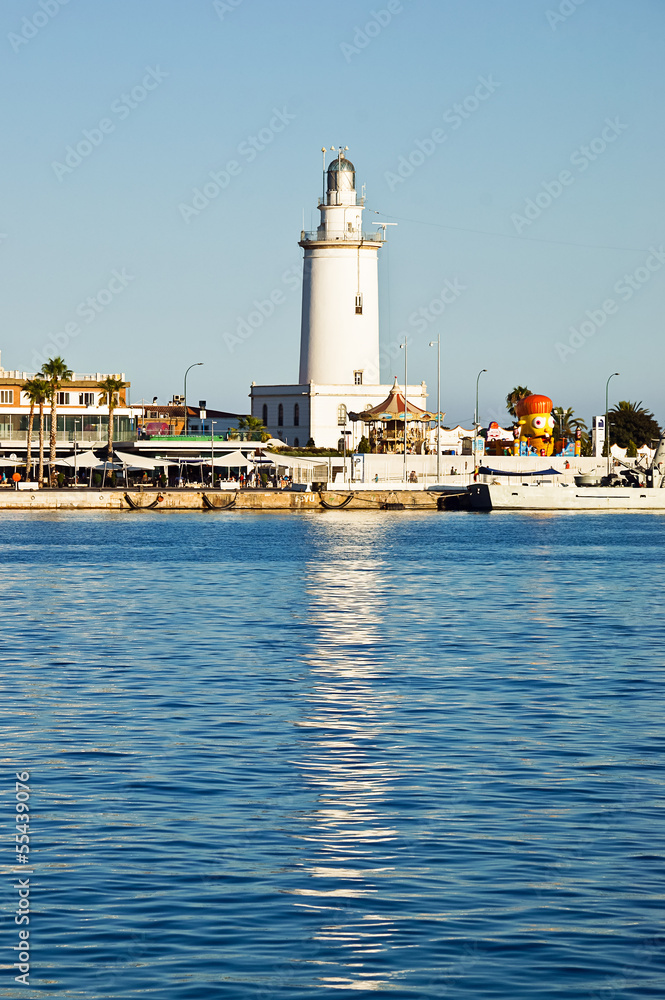 lighthouse (farola) in Malaga, Spain