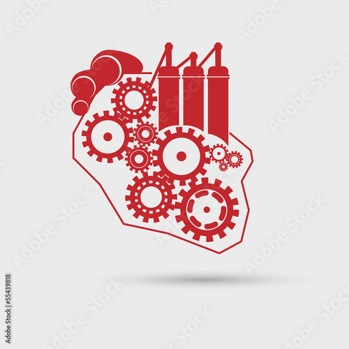 Abstract heart concept with gears and engine