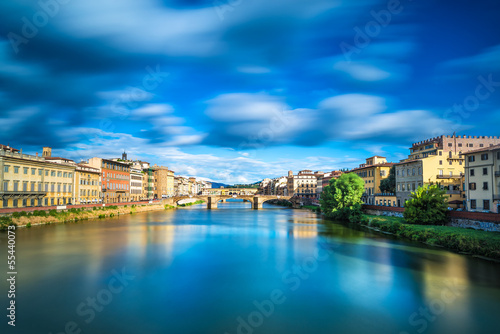 S.Trinita and Old Bridge on river. Florence or Firenze  Italy.