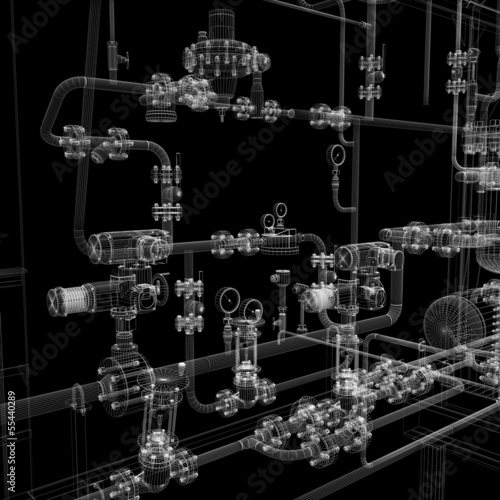 Industrial equipment. Wire-frame render © cherezoff