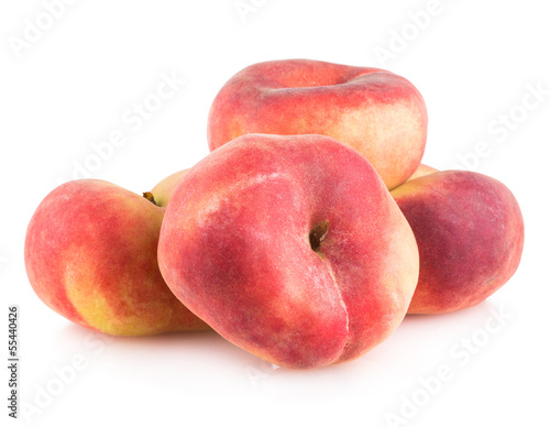 ripe peaches isolated on white background