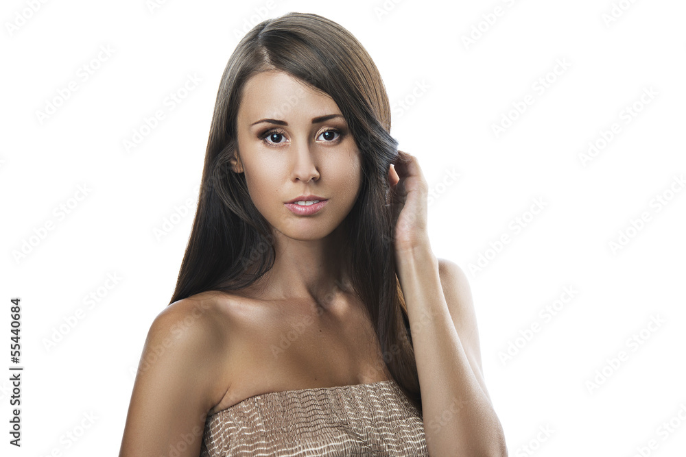 Isolated on white young brunette woman Isolated on white young brunette woman