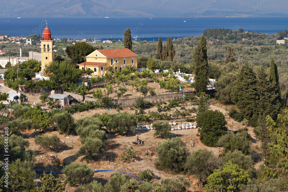 Traditional village at Corfu island in Greece