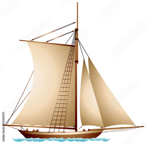 Sailboat, XIX century sailing vessel