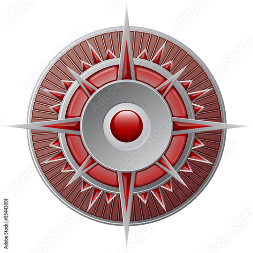 Compass (red) - wind-rose (vector- illustrator)