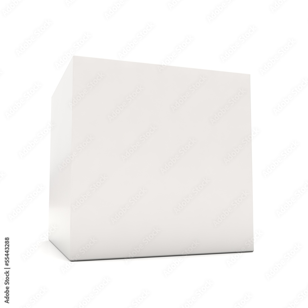 Blank white 3d cube icon in perspective on white background Blank white 3d cube icon in perspective on white background