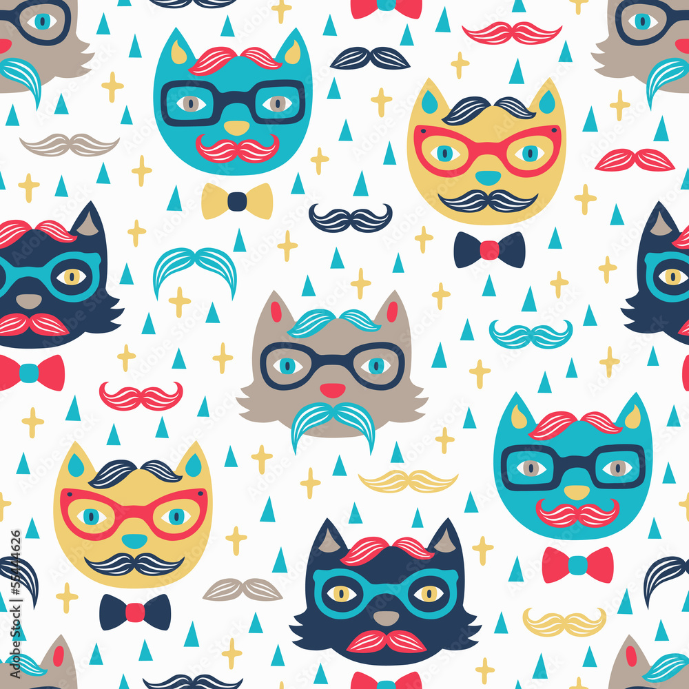 hipster cat seamless pattern hipster cat seamless pattern