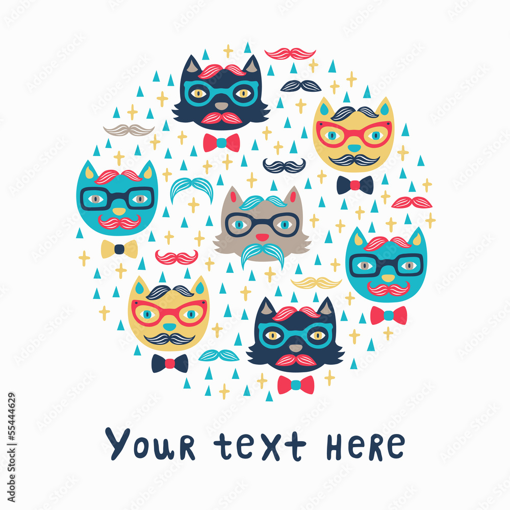 Hipster cat card Hipster cat card
