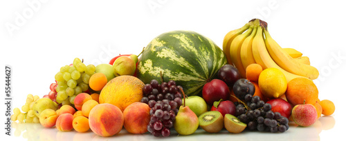 Assortment of exotic fruits isolated on white