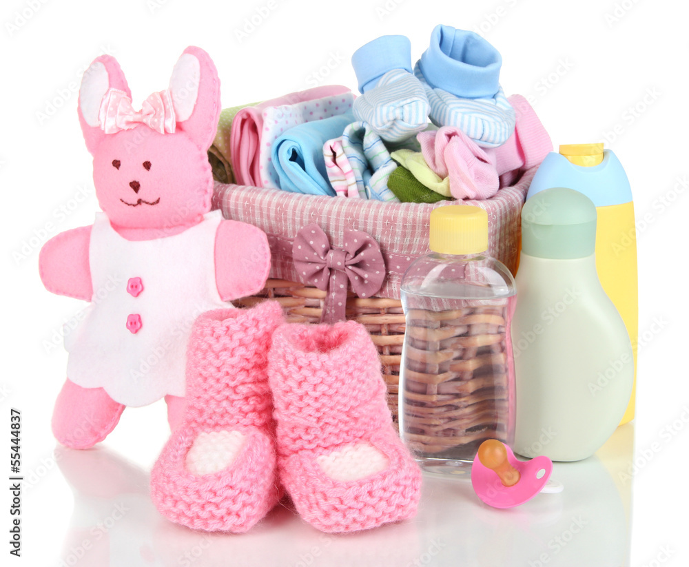 Baby accessories isolated on white Baby accessories isolated on white