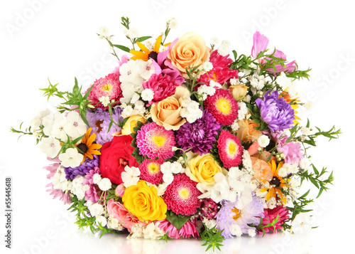 Fototapeta Naklejka Na Ścianę i Meble -  Beautiful bouquet of bright flowers isolated on white